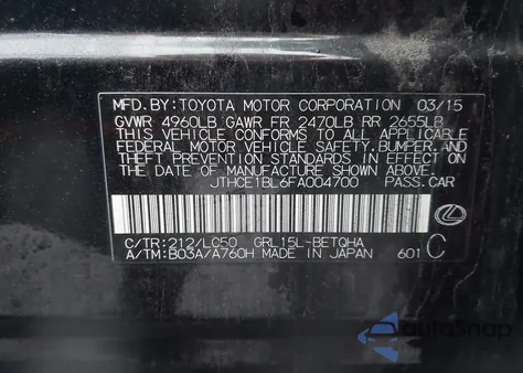 2015 Lexus Gs 350 из США, поврежденный, VIN JTHCE1BL6FA004700